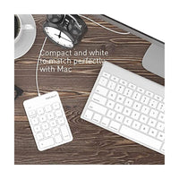 لوحة أرقام USB سلكية لأجهزة الكمبيوتر المحمول Macally Wired USB Number Pad for Laptop - Slim USB Numeric Keypad with 5ft Cable, Plug and Play 18 Keys - Keyboard Numpad Compatible with Windows PC and Mac - Perfect Add On 10 Key USB Keypad - White