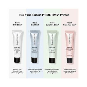 براي مينيرالز برايم تايم الأصلي لتقليل المسام bareMinerals Prime Time Original Pore-Minimizing Primer, Pore Minimizer Gel Makeup Primer for Face, Extends Makeup Wear, Oil Control, Vegan