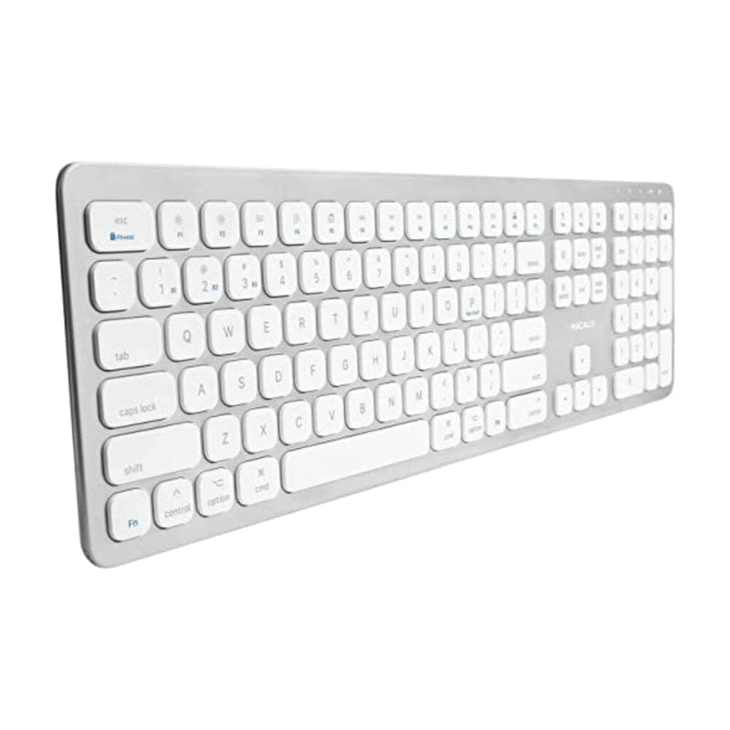 لوحة مفاتيح ماكالي بريميوم لاسلكية تعمل بالبلوتوث Macally Premium Wireless Bluetooth Keyboard for Mac, iMac, MacBook, Mac Pro - Compatible Apple Wireless Keyboard for Mac Mini, MacBook Pro/Air Laptop - Rechargeable Full-Size Wireless Mac Keyboard