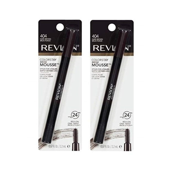 ريفلون كولور ستاي برو موس  404 بني داكن (عبوة من قطعتين) Revlon ColorStay Brow Mousse, 404 Dark Brown (Pack of 2)