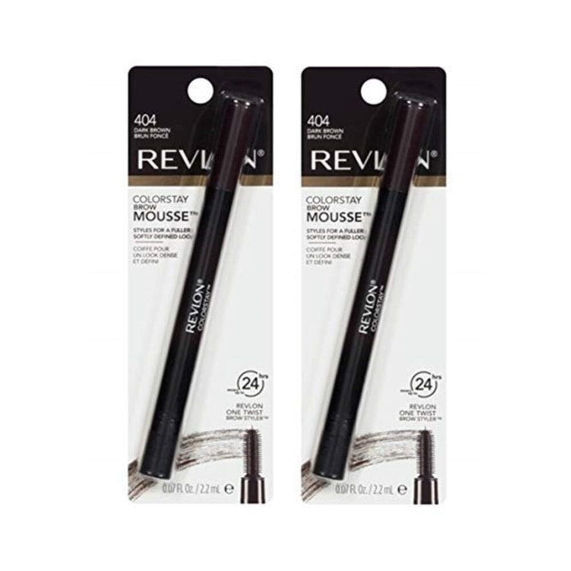 ريفلون كولور ستاي برو موس  404 بني داكن (عبوة من قطعتين) Revlon ColorStay Brow Mousse, 404 Dark Brown (Pack of 2)