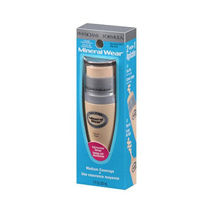 كريم أساس سائل معدني خال من التلك فيزيشنز فورميولا وير بيج طبيعي Physicians Formula Mineral Wear Talc-Free Mineral Liquid Foundation, Natural Beige, 1 Ounce