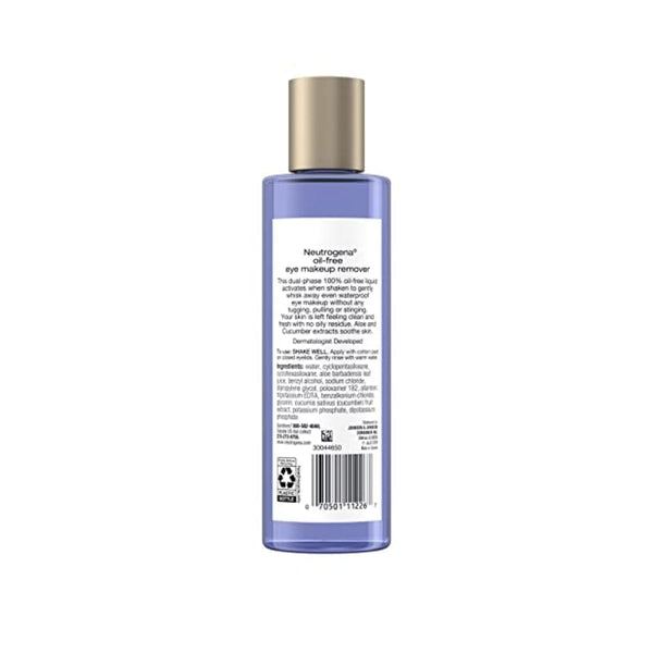 مزيل ومنظف مكياج العيون اللطيف الخالي من الزيوت من نيوتروجينا Neutrogena Gentle Oil-Free Eye Makeup Remover & Cleanser for Sensitive Eyes, Non-Greasy Makeup Remover, Removes Waterproof Mascara, Dermatologist & Ophthalmologist Tested, 8.0 fl. oz