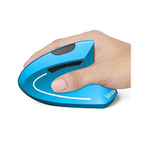 ماوس لاسلكي قابل لإعادة الشحن Vassink Ergonomic Mouse, Rechargeable Wireless Mouse, 2.4GHz Rechargeable Vertical Optical Mouse with USB Receiver, 6 Buttons, 800/1200/1600 DPI, for Laptop, PC, Computer (Blue)