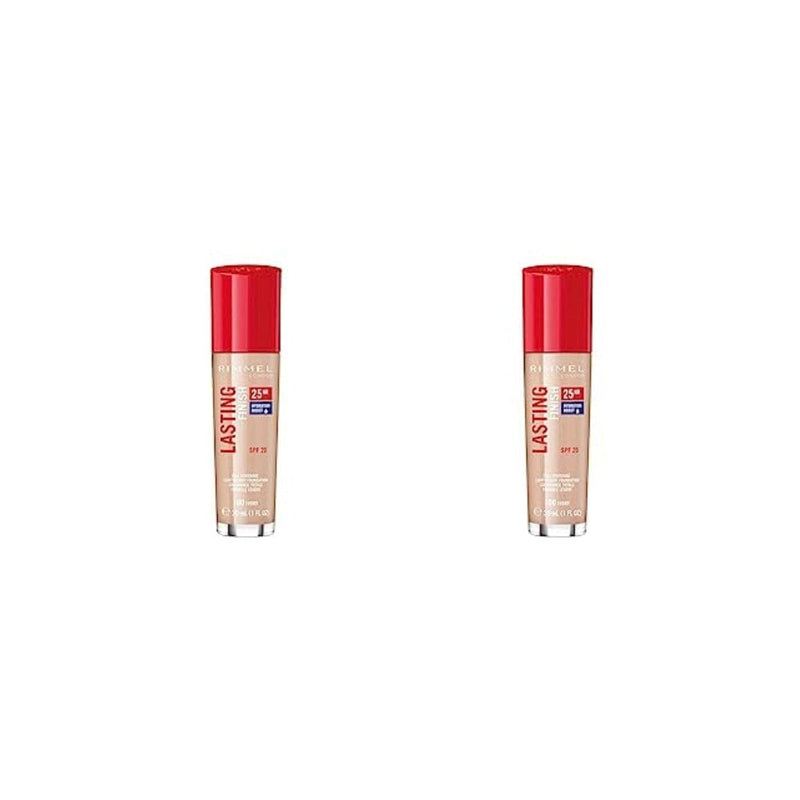 كريم أساس ريميل لاستينج فينيش 25 ساعة Rimmel Lasting Finish 25HR Foundation, 100 Ivory (Pack of 2)