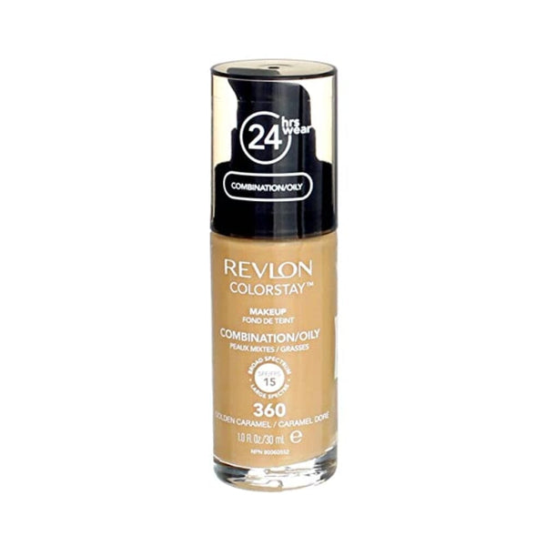 ريفلون كولور ستاي كريم أساس للبشرة الدهنية المختلطة جولدن كراميل 360 Revlon ColorStay Makeup Foundation For Combination Oily Skin, Golden Caramel 360, SPF 15, 1 fl oz (Pack of 1)