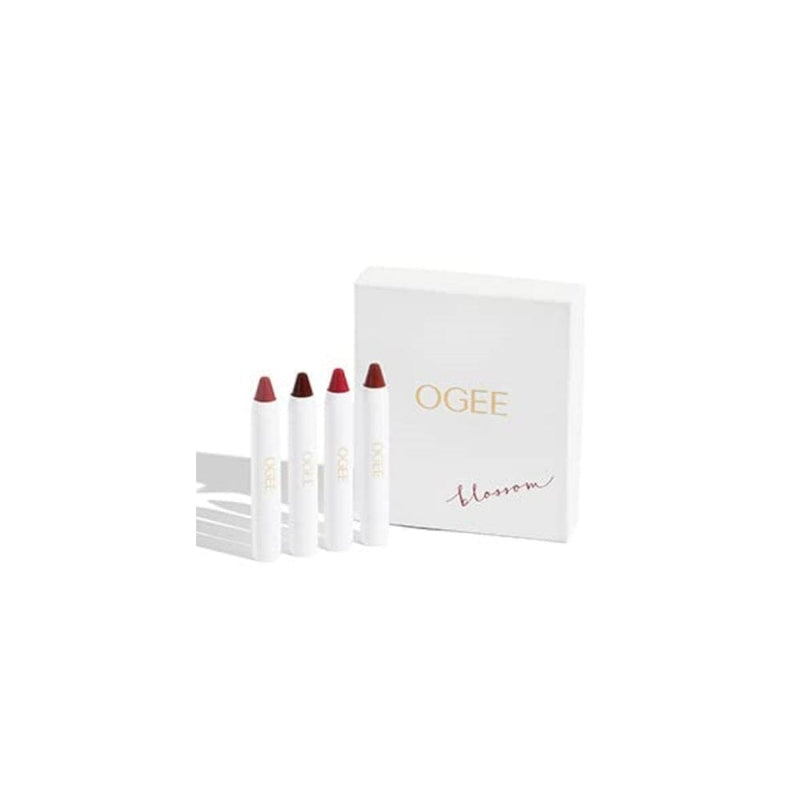 زيت الشفاه - مجموعة هدايا بلوسوم مكونة من 4 قطع Ogee Tinted Sculpted Lip Oil - Blossom 4 Piece Gift Set - Made with 100% Organic Coconut Oil, Jojoba Oil, and Vitamin E - Best as Lip Balm, Lip Color or Lip Treatment