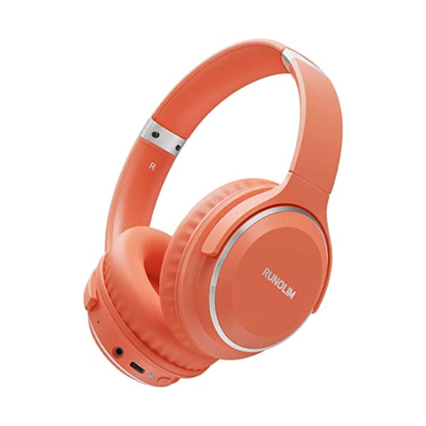 سماعات رأس لاسلكية لوقت التشغيل 65 ساعة مع ميكروفون RUNOLIM Bluetooth Headphones Over Ear, 65 Hours Playtime Wireless Headphones with Microphone, Lightweight Foldable & Portable Stereo Bass Headsets for Smartphone, Tablet, Computer, MP3/4