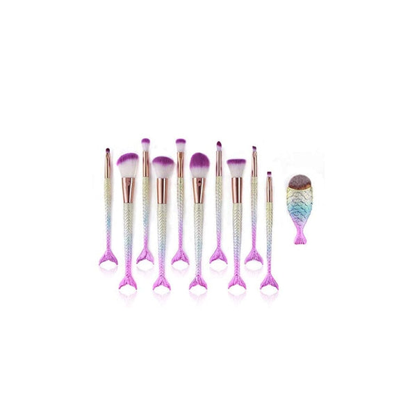 فرش مكياج حورية البحر 11 قطعة احترافي مزج أحمر خدود كونسيلر Mermaid Makeup Brushes, 11pcs Professional Blending Blush Concealer Synthetic Fiber Bristles Brush Special Cosmetic Brushes Kits for Women(purple)