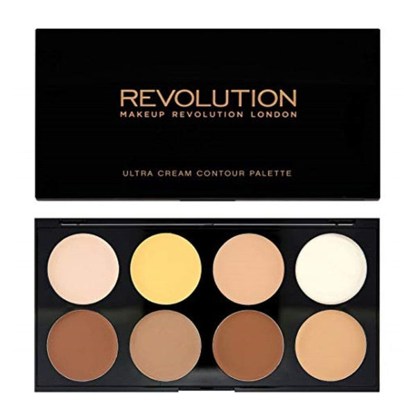 لوحة مكياج ألترا كريم كونتور من ميك أب ريفوليوشن تتضمن هايلايتر وظلال كونتور Makeup Revolution Ultra Cream Contour Palette, Makeup Palette Includes Highlighters & Contour Shades, Adds Definition & Sculpts Features, Vegan, 13g