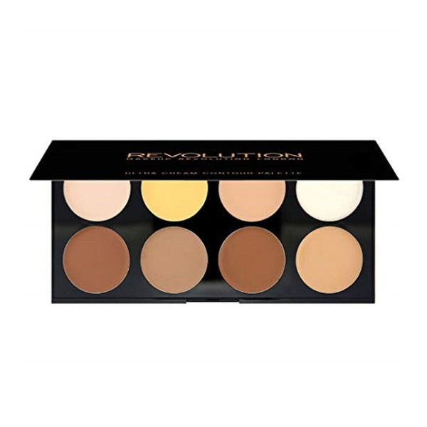 لوحة مكياج ألترا كريم كونتور من ميك أب ريفوليوشن تتضمن هايلايتر وظلال كونتور Makeup Revolution Ultra Cream Contour Palette, Makeup Palette Includes Highlighters & Contour Shades, Adds Definition & Sculpts Features, Vegan, 13g