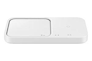 شاحنة سامسونغ لاسلكية بقدرة 15 واط يشحن جهازين في آن واحد SAMSUNG 15W Wireless Charger Duo w/ USB C Cable, Charge 2 Devices at Once, Cordless Super Fast Charging Pad for Galaxy Phones and Devices, 2022, US Version, White