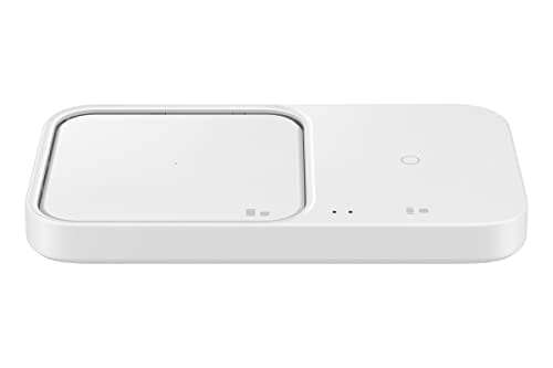 شاحنة سامسونغ لاسلكية بقدرة 15 واط يشحن جهازين في آن واحد SAMSUNG 15W Wireless Charger Duo w/ USB C Cable, Charge 2 Devices at Once, Cordless Super Fast Charging Pad for Galaxy Phones and Devices, 2022, US Version, White