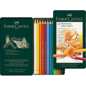 أقلام تلوين فنانين بوليكروموس علبة 12 فابير كاستل FABER CASTELL Polychromos Artists Color Pencils Tin of 12