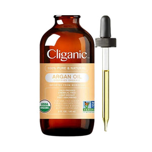 زيت الأرغان العضوي من كليجانيك للشعر والوجهCliganic Organic Argan Oil, 100% Pure | for Hair, Face & Skin | Cold Pressed Carrier Oil, Imported from Morocco