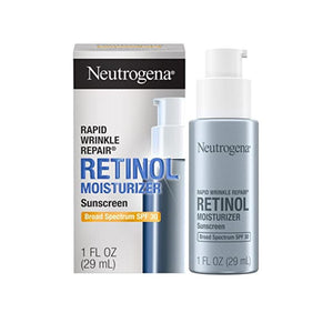 مرطب ريتينول للوجه Neutrogena Rapid Wrinkle Repair Retinol Face Moisturizer with SPF 30 Sunscreen, Daily Anti-Aging Face Cream with Retinol & Hyaluronic Acid to Fight Fine Lines, Wrinkles, & Dark Spots, 1 fl. oz