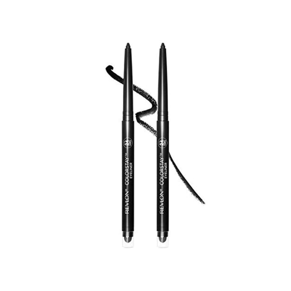 قلم كحل مع مبراة مدمجة مقاومة للماء  Revlon ColorStay Pencil Eyeliner with Built-in Sharpener, Waterproof, Smudgeproof, Longwearing Eye Makeup with Ultra-Fine Tip, 201 Black, 2 Pack