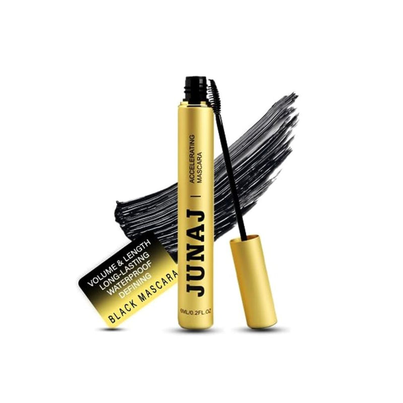 ماسكارا مقاومة للماء وخالية من الغلوتين والقابلة للغسلJUNAJ Mascara Black Volume and Length – Waterproof Mascara Cruelty & Gluten Free Washable Mascara, Volumizing and Defining, Lengthening, Curling, Multiplying Lash Extending Mascara - False Lash Effect.