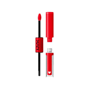 أحمر شفاه سائل يدوم طويلاً مع ملمع شفاه شفاف NYX PROFESSIONAL MAKEUP Shine Loud, Long-Lasting Liquid Lipstick with Clear Lip Gloss - Rebel In Red (Warm Red)