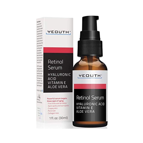 مصل الريتينول للوجه مع حمض الهيالورونيك Retinol Serum for Face with Hyaluronic Acid, Hydrating Night Serum for Face, Retinol for Acne, Wrinkle & Dark Spots, Anti Aging Serum, Retinol for Face, Skin Care Face Serum for Men & Women by YEOUTH