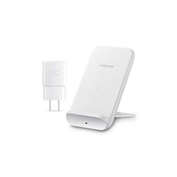 شاحن لاسلكي من سامسونغ Samsung Electronics Wireless Charger Convertible Qi Certified (Pad/Stand) - for Galaxy Buds, Galaxy Phones, and Apple iPhone Devices - US Version - White (US Version)