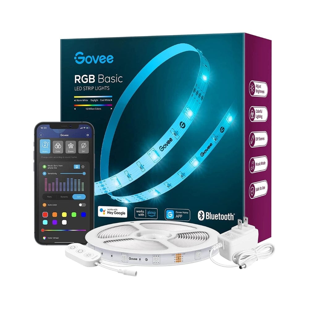 Govee 100Ft LED Strip Lights, Bluetooth RGB LED Lights with App Control, 64  Scen