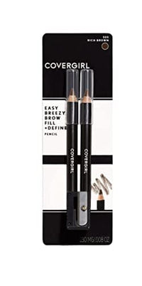 أقلام تحديد الحواجب سهلة النسيم + أقلام تحديد [505] بني غني 2 قطعة (عبوة من 4 قطع) CoverGirl Easy Breezy Brow, Fill+Define Pencils [505] Rich Brown 2 ea ( Pack of 4)