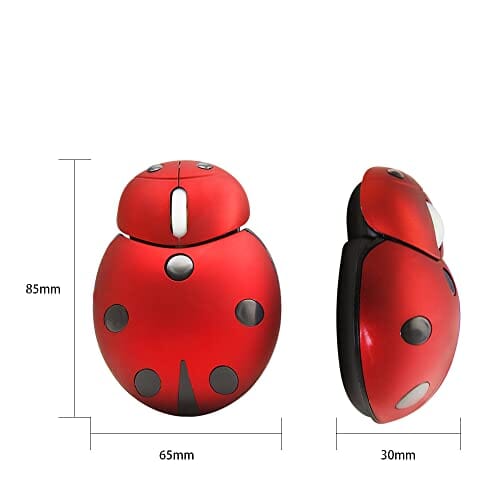 ماوس لاسلكي  على شكل الخنفساء Wireless Mouse, Cute Ladybug Mouse Animal Cordless Silent Mouse with USB Receiver-3000 DPI Slim Mouse-Gaming Portable Optical Mouse for PC/Laptop/Computer/Desktop/Mac/Notebook(Red)