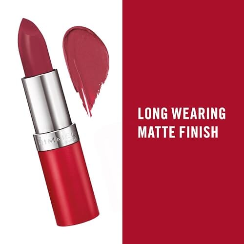 أحمر شفاه ريميل لاستينج فينيش من كيت - مجموعة غير لامعة Rimmel Lasting Finish By Kate Lipstick - Matte Collection - Long Lasting, Smooth Formula for a Natural Glow - 107, .14oz