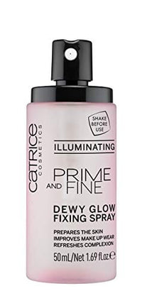 كاتريس | برايم فاين بخاخ ندي متوهج مضيء | رذاذ التثبيت الشفاف والسريع التجفيف Catrice | Prime & Fine Illuminating Dewy Glow Spray | Transparent and Fast Drying Fixing Spray| Paraben Free & Vegan | Cruelty Free (Pack of 3)