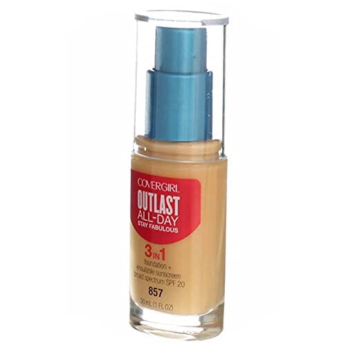 كريم أساس رائع 3 في 1 CoverGirl Outlast Stay Fabulous 3-in-1 Foundation, Golden Tan [857] 1 oz (Pack of 2)