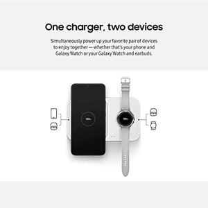 شاحن لاسلكي من سامسونغ بقدرة 15 واط SAMSUNG 15W Wireless Charger Duo w/ USB C Cable, Charge 2 Devices at Once, Cordless Super Fast Charging Pad for Galaxy Phones and Devices, 2022, US Version, Black