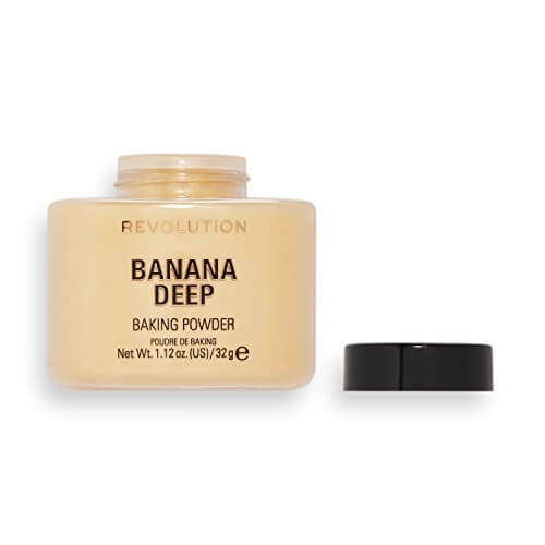 بودرة تثبيت المكياج سائبة من ميك اب ريفوليوشن Makeup Revolution Loose Baking Powder, Make Up Setting Powder, Provides Long-lasting Coverage, Reduces Shine, For Medium To Dark Skin Tones, Banana Deep, 32g