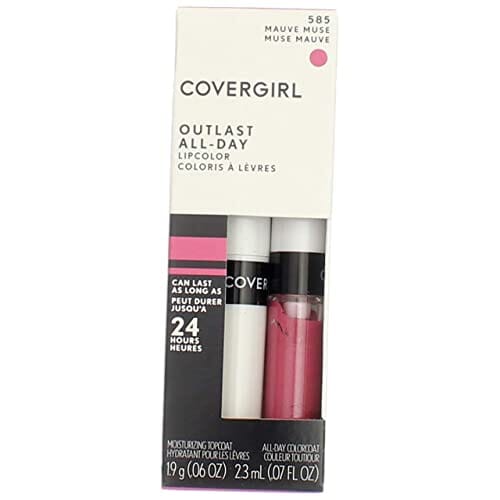 لون الشفاه طوال اليوم باللون البنفسجي [585] 1 لكل قطعة (عبوة من 4 قطع) CoverGirl Outlast All Day Lipcolor, Mauve Muse [585] 1 ea (Pack of 4)