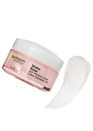 كريم مرطب بماء الورد ومرطب للوجه بحمض الهيالورونيك للبشرة العادية إلى الجافة Garnier SkinActive 24H Moisture Cream with Rose Water and Hyaluronic Acid, Face Moisturizer for Normal to Dry Skin, 1.7 Fl Oz (48g), 1 Count (Packaging May Vary)