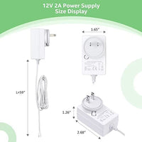 محول إمداد الطاقة إلى محول تيار مستمر بجهد 12 فولت  V 2A Power Supply Adapter, HUIYEETEX 100-240V AC to 12V DC Transformer for LED Strip Lights and Other 12V Low Voltage Devices with 5ft Cable, White