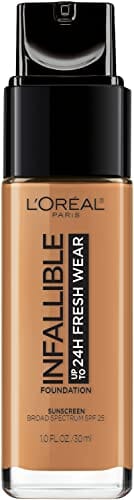 كريم أساس من لوريال باريس إنفاليبل حتى 24 ساعة L'Oreal Paris Makeup Infallible Up to 24 Hour Fresh Wear Foundation, Hazelnut, 1 fl; Ounce (Pack of 2)