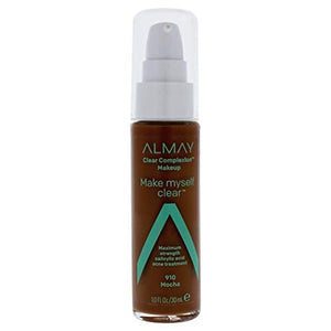 كريم أساس سائل غير لامع مع حمض الساليسيليك Almay Clear Complexion Makeup, Matte Finish Liquid Foundation with Salicylic Acid, Hypoallergenic, Cruelty Free, Fragrance Free, Dermatologist Tested, 910 Mocha, 1.0 oz (Pack of 3)