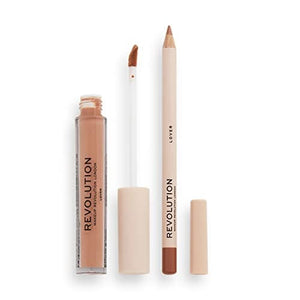 مجموعة مكياج ريفوليوشن لندن للشفاه Makeup Revolution London, Lip Contour Kit, Lover, Lip Gloss & Lip Liner Duo, 1x1ml, 1x1g