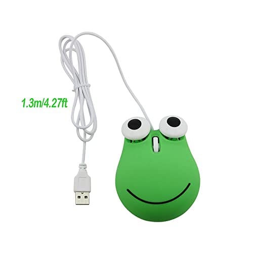 ماوس سلكي elec Space USB Wired Mouse, Small Computer Mouse Wired for Kids, Cute Animal Frog Shape Wired Computer Mouse, Corded Mouse with 1600DPI for Laptop, Chromebook, PC, Desktop, Mac, Notebook-Green