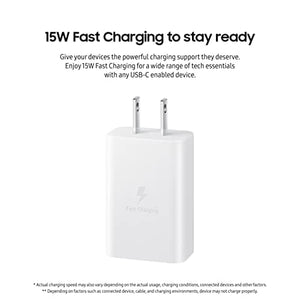 محولة شحن من سامسونغ بقدرة 15 واط Samsung 15W Wall Charger Type C Only (Cable not Included), White