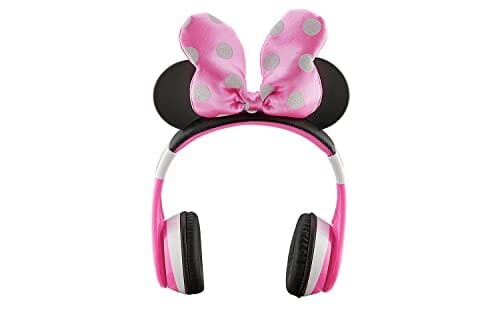 سماعات رأس بلوتوث للأطفال ميني ماوس من إي كيدز eKids Minnie Mouse Kids Bluetooth Headphones, Wireless Headphones with Microphone Includes Aux Cord, Volume Reduced Kids Foldable Headphones for School, Home, or Travel, Pink