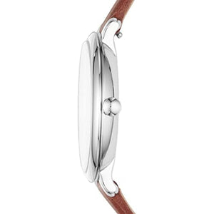 ساعة فوسيل للنساء من جاكلين كوارتز Fossil Women's Jacqueline Quartz Stainless Steel and Leather Three-Hand Date Watch, Color: Silver, Brown (Model: ES4368)