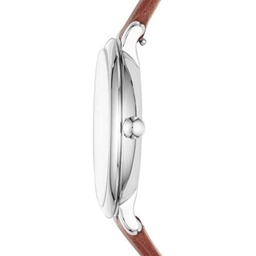 ساعة فوسيل للنساء من جاكلين كوارتز Fossil Women's Jacqueline Quartz Stainless Steel and Leather Three-Hand Date Watch, Color: Silver, Brown (Model: ES4368)