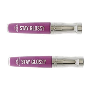 عبوة من 2 ملمع شفاه ريميل ستاي جلوسي Pack of 2 Rimmel Stay Glossy 6HR Lip Gloss, Purple Parlour # 155