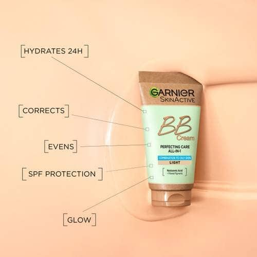 كريم غارنييه سكين ناتشورالز المختلط إلى الدهني Garnier Skin Naturals Combination to Oily Hyaluronic Aloe All-in-1 BB Light Cream, 50ml