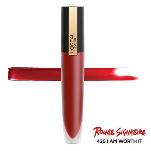 احمر الشفاه لوريال باريس ميك اب روج سيجنيتشر ماتي احمر الشفاه L'Oreal Paris Makeup Rouge Signature Matte Lip Stain, I Am Worth It