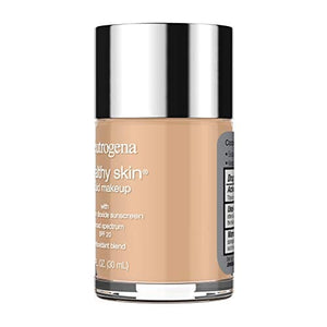 كريم أساس مكياج سائل صحي للبشرة من نيوتروجينا Neutrogena Healthy Skin Liquid Makeup Foundation, Broad Spectrum SPF 20 Sunscreen, Lightweight & Flawless Coverage Foundation with Antioxidant Vitamin E & Feverfew, 115 Cocoa, 1 fl. oz