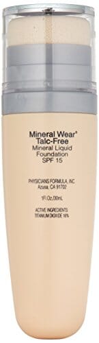 كريم أساس سائل معدني خال من التلك فيزيشنز فورميولا وير بيج طبيعي Physicians Formula Mineral Wear Talc-Free Mineral Liquid Foundation, Natural Beige, 1 Ounce