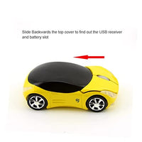 ماوس سيارة لاسلكي خفيف رائع ثلاثي الأبعاد على شكل سيارة رياضية Car Mouse Wireless, 3C Light Cool 3D Sport Car Shaped Mouse Optical Mini Office Mice 1600 DPI with USB Receiver for PC/Computer/Laptop Gift for Kid(Yellow)